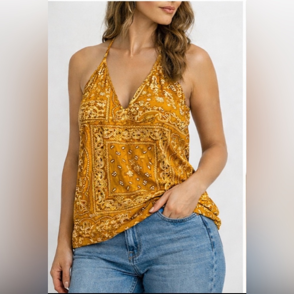 Astro Halter Top • Bandana Print • Size M • Boho